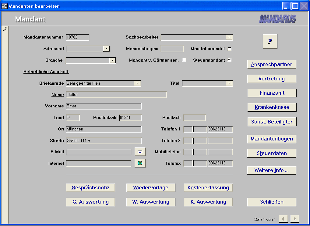 MANDARUS - Mandanten bearbeiten